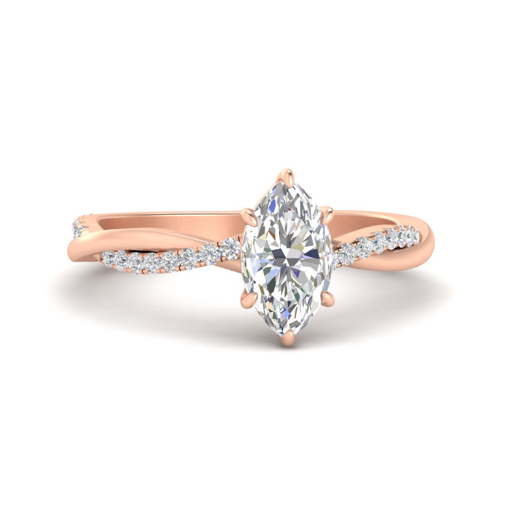1.50 Ct. Marquise Diamond Twist Ring with 14K Rose Gold White Diamond